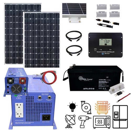 (image for) Aims Power, SCPEAVINE, Solar 380 Watt | 2.5 kWh Battery | 1500 W Inverter Charger | Complete Solar Power Kit for Backup & Off-Grid Mid Size Devices